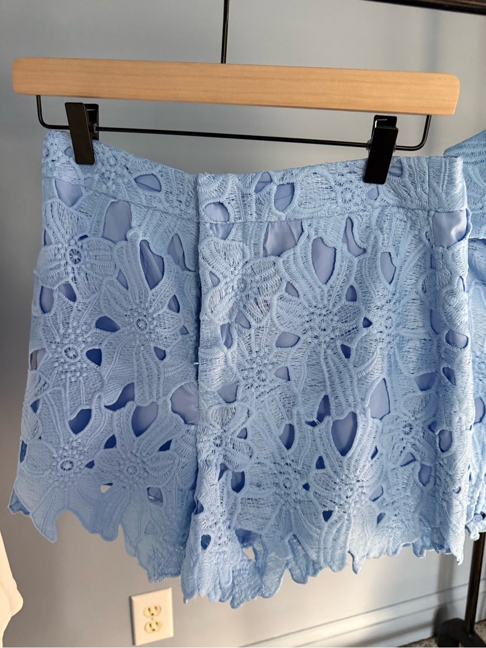 NWT Commense Light Blue Crochet Lace Women's Shorts & Top Set - Picture 11 of 16